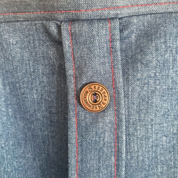 Vintage Laurente Rome Kemington Express Blue Polyester Skirt with Buttons 18 - Picture 2 of 5